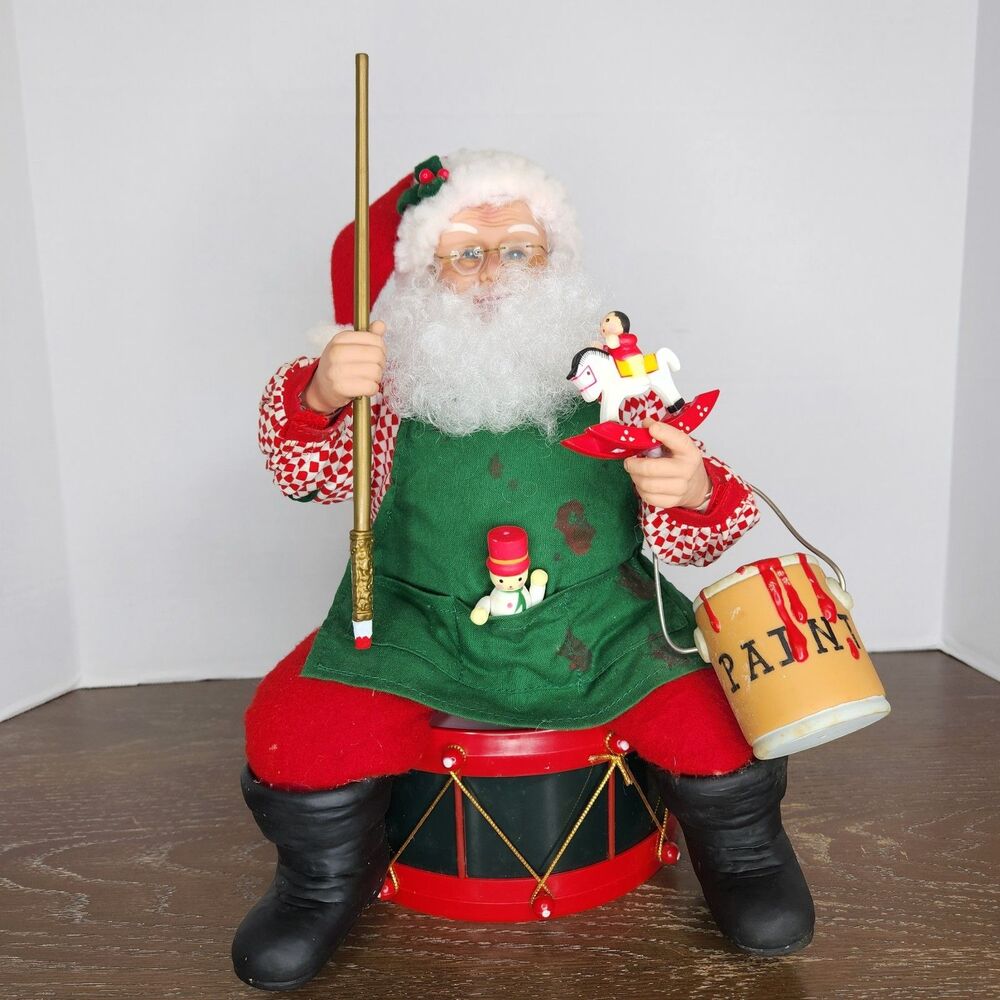 Vintage 1995 Animated Painting Santa Painting Toys Holiday Creations with Box
